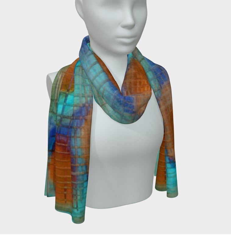 Silk Scarf - Water Colour Crosshatch