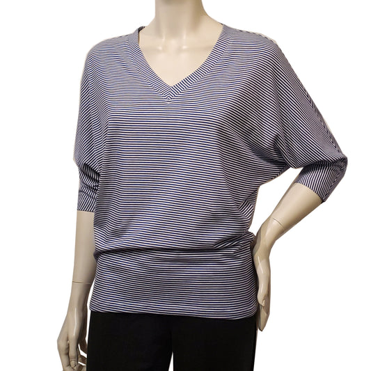 T-shirt Dolman à rayures en V OCOBA