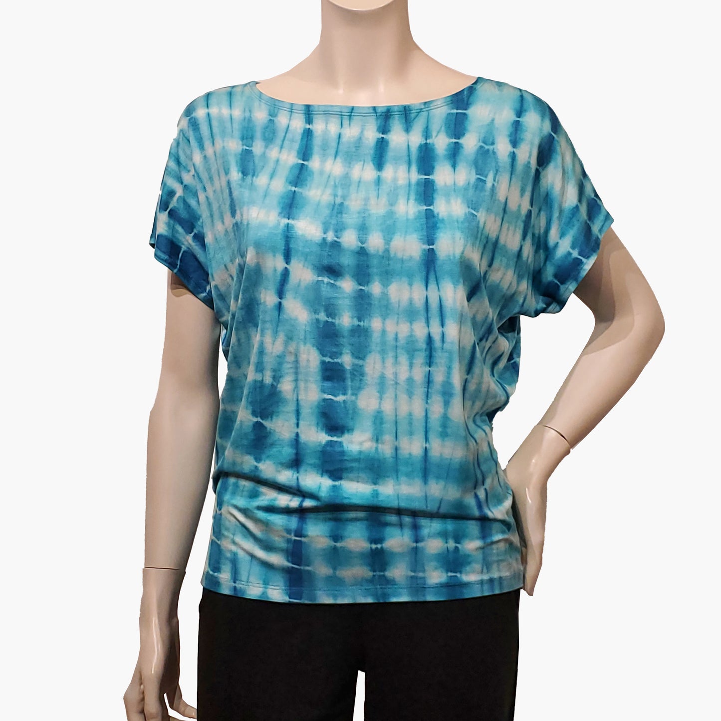 Bamboo Shibori Print Slouch Top - Lines