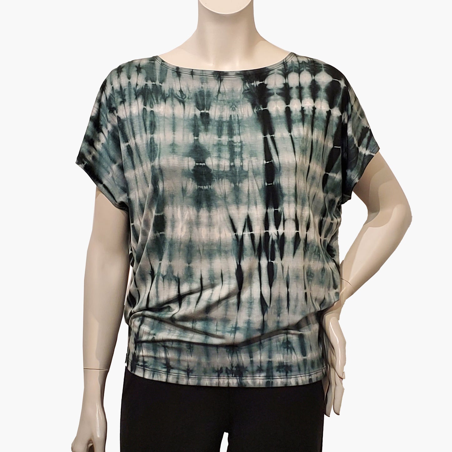 Bamboo Shibori Print Slouch Top - Lines