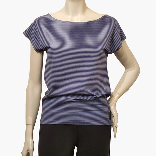 OCOBA Boat Neck Cap Sleeve Top - Stripe