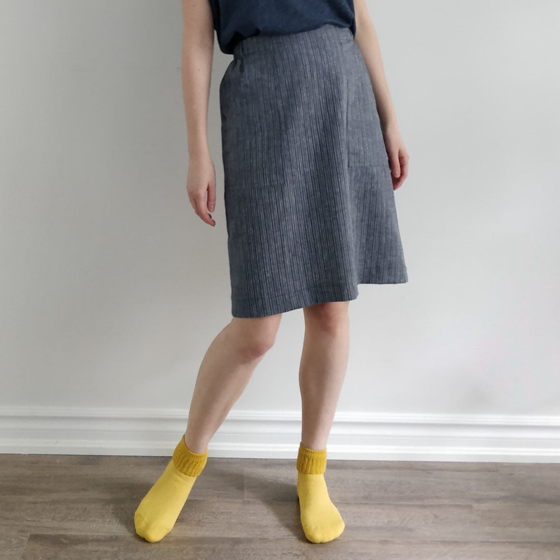 Hemp Denim Stripe Skirt