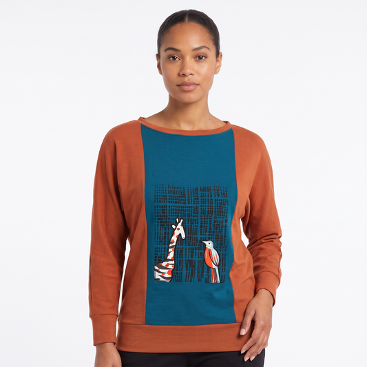 Giraffe & Bird Appliqué Top – Tencel & Organic Cotton
