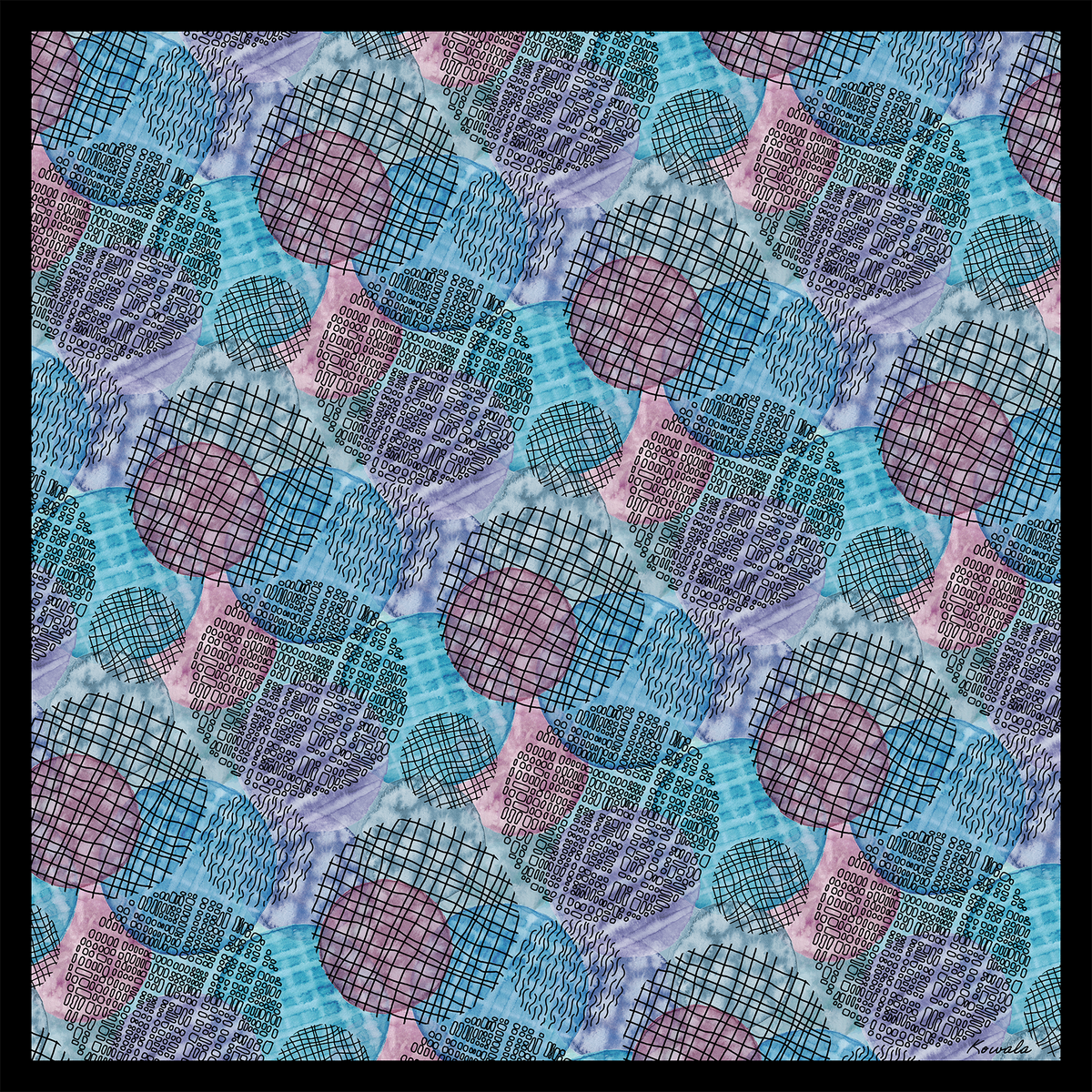 Silk Scarf Square - Water Colour Dots