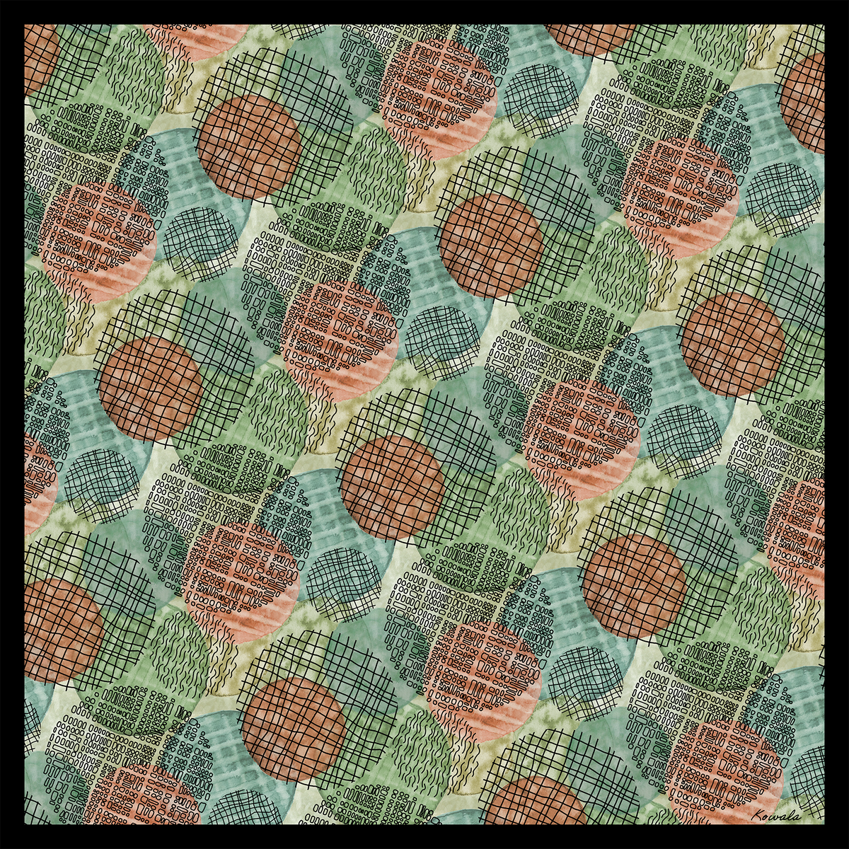 Silk Scarf Square - Water Colour Dots
