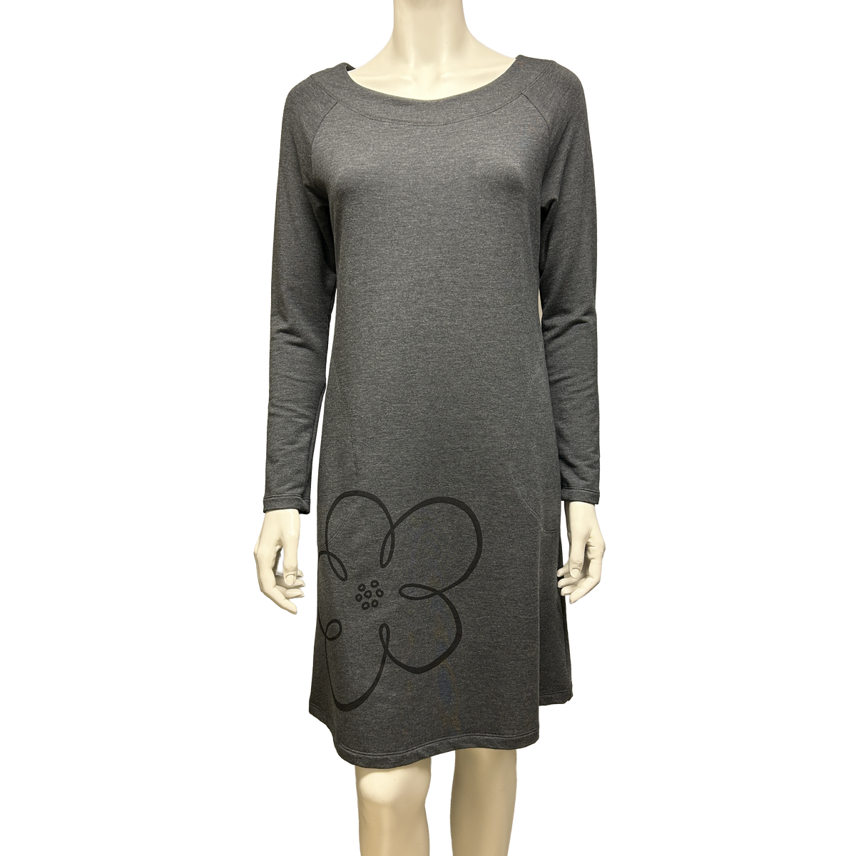 TOC French Terry Boat Neck Dress with Print