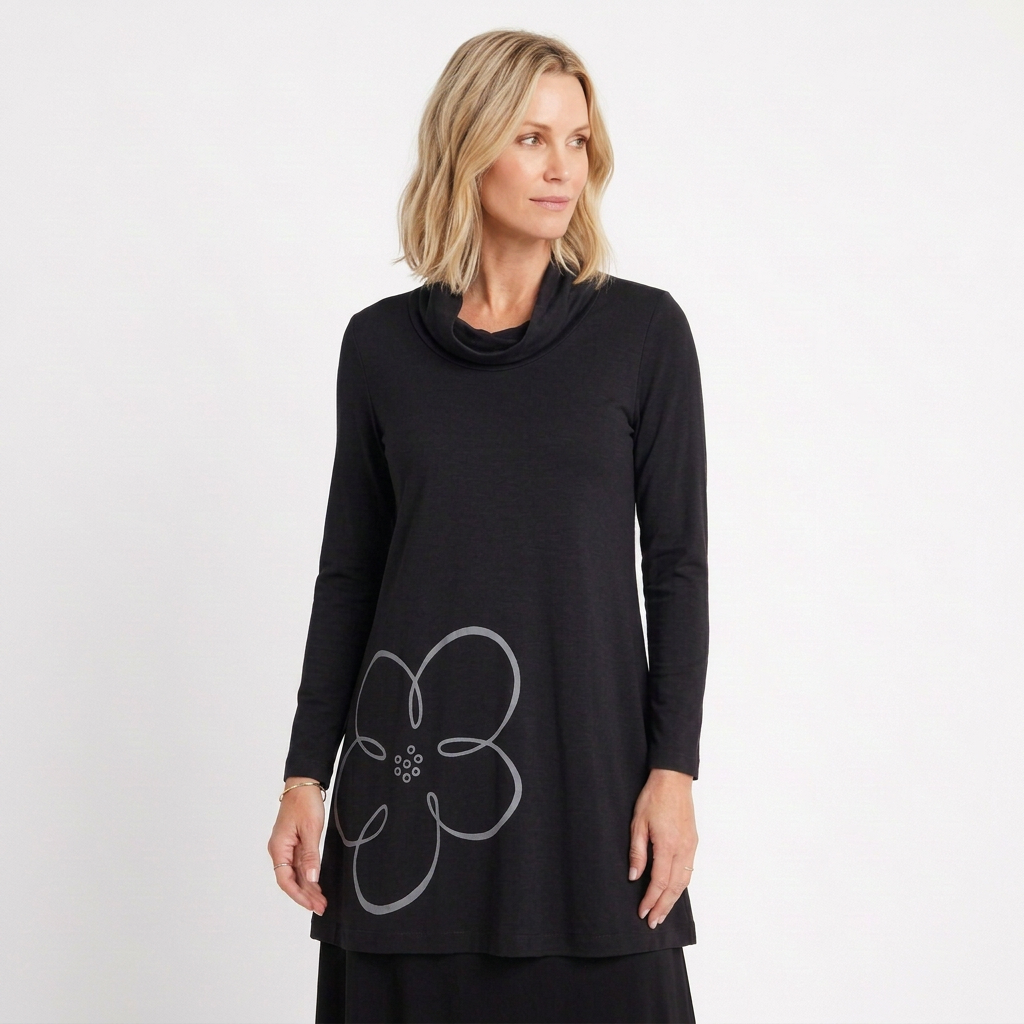 TOC Jersey Turtle Cowl Tunic with Print
