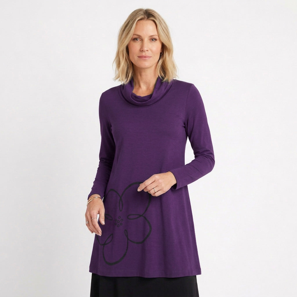 TOC Jersey Turtle Cowl Tunic with Print