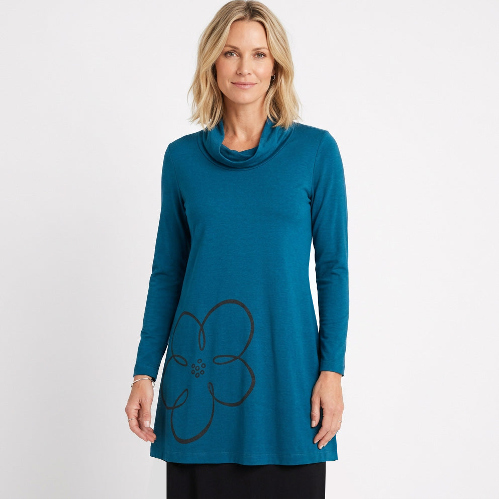 TOC Jersey Turtle Cowl Tunic with Print
