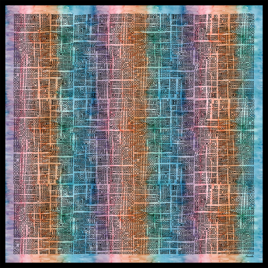 Silk Scarf Square - Water Colour Rainbow with Pebbles