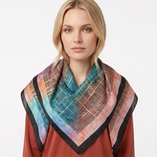 Watercolour Silk Square Scarf – Rainbow & Pebbles