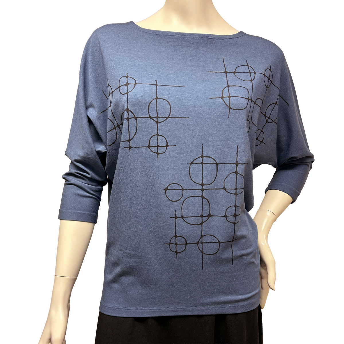 OCOBA Solid Dolman Top w Print