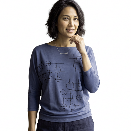 OCOBA Solid Dolman Top w Print