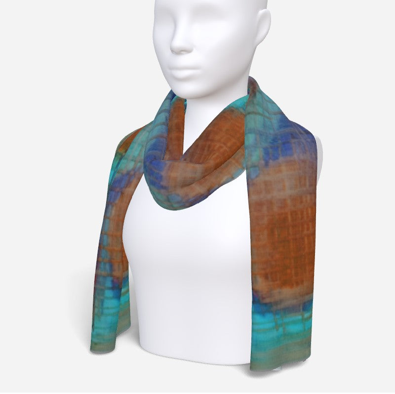 Silk Scarf - Water Colour Crosshatch