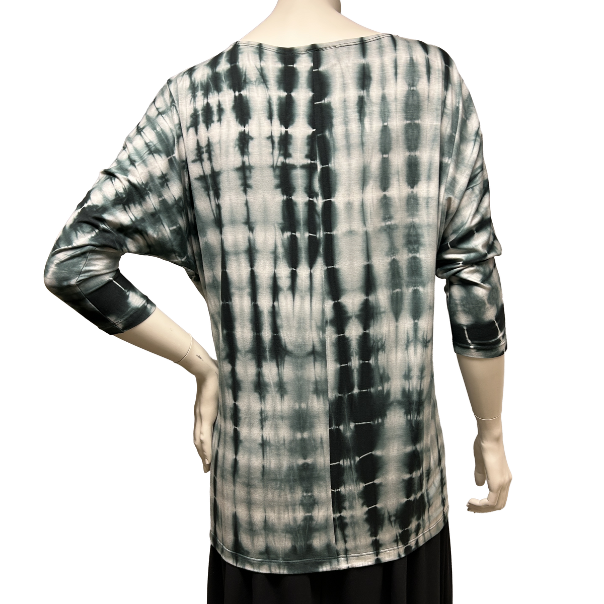 Bamboo Shibori Print Dolman Tunic Top with overprint